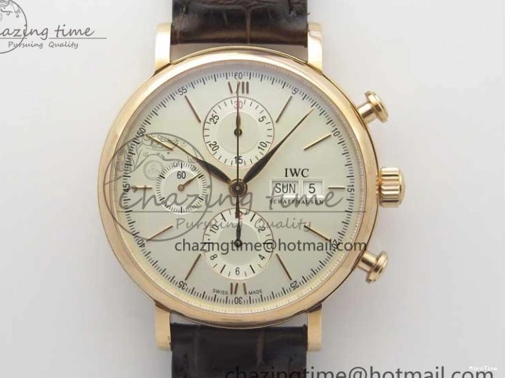MIROTIME 0729 Efficient Portofino Chrono RG ZF 1:1 Best Edition White Dial on Brown Leather Strap A 7151